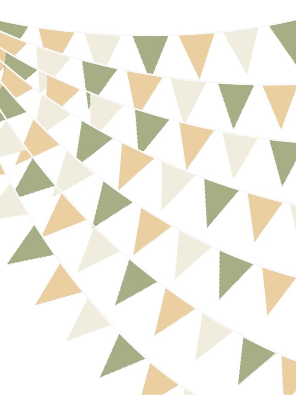 32Ft Camping Party Decorations Olive Green Tan Brown Cream Neutral Triangle Flag